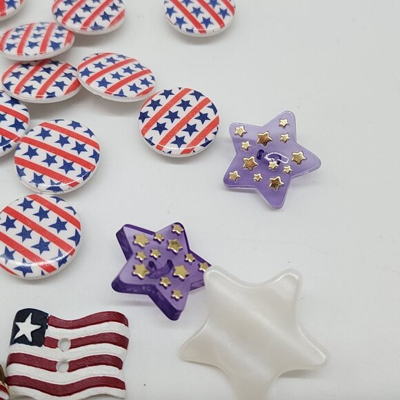 Patriotic Button & Pin Lot of 29Stars Stripes Purple White Gold Accents Crafts - Picture 4 of 5